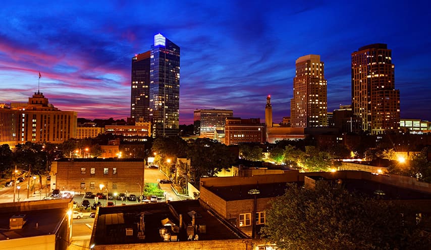 Downtown White Plains at dusk